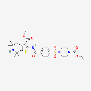 Methyl 2-(4-((4-(ethoxycarbonyl)piperazin-1-yl)sulfonyl)benzamido)-5,5,7,7-tetramethyl-4,5,6,7-tetrahydrothieno[2,3-c]pyridine-3-carboxylate