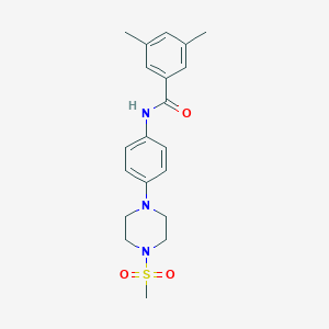 molecular formula C20H25N3O3S B251409 3,5-dimethyl-N-{4-[4-(methylsulfonyl)-1-piperazinyl]phenyl}benzamide 