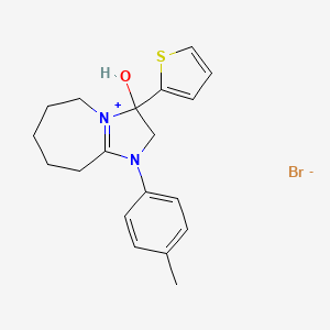 3-hydroxy-3-(thiophen-2-yl)-1-(p-tolyl)-3,5,6,7,8,9-hexahydro-2H-imidazo[1,2-a]azepin-1-ium bromide