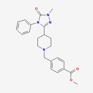 molecular formula C23H26N4O3 B2514104 methyl 4-((4-(1-methyl-5-oxo-4-phenyl-4,5-dihydro-1H-1,2,4-triazol-3-yl)piperidin-1-yl)methyl)benzoate CAS No. 1396759-28-6
