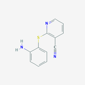 molecular formula C12H9N3S B2514106 2-[(2-Aminophenyl)thio]nicotinonitrile CAS No. 909372-42-5