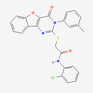 molecular formula C25H18ClN3O3S B2514107 N-(2-chlorophenyl)-2-[[3-(3-methylphenyl)-4-oxo-[1]benzofuro[3,2-d]pyrimidin-2-yl]sulfanyl]acetamide CAS No. 872208-02-1