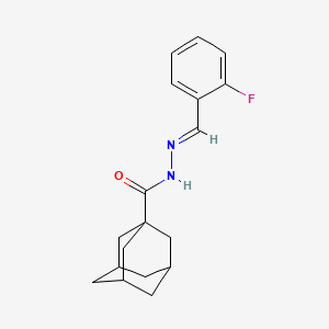 molecular formula C18H21FN2O B2514109 N'-[(1E)-(2-氟苯基)亚甲基]金刚烷-1-碳酰肼 CAS No. 363604-80-2