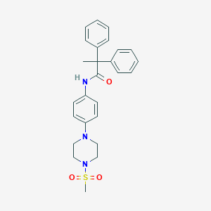 molecular formula C26H29N3O3S B251411 N-{4-[4-(methylsulfonyl)-1-piperazinyl]phenyl}-2,2-diphenylpropanamide 