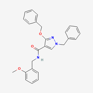 molecular formula C26H25N3O3 B2514116 1-benzyl-3-(benzyloxy)-N-(2-methoxybenzyl)-1H-pyrazole-4-carboxamide CAS No. 1014069-63-6