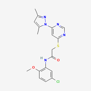 molecular formula C18H18ClN5O2S B2514117 N-(5-chloro-2-methoxyphenyl)-2-((6-(3,5-dimethyl-1H-pyrazol-1-yl)pyrimidin-4-yl)thio)acetamide CAS No. 1251676-96-6