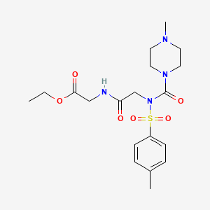 molecular formula C19H28N4O6S B2514129 2-(2-(4-甲基-N-甲苯磺酰基哌嗪-1-甲酰胺)乙酰胺)乙酸乙酯 CAS No. 899949-07-6