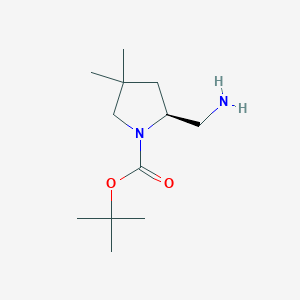 molecular formula C12H24N2O2 B2514133 叔丁酸(2S)-2-(氨基甲基)-4,4-二甲基吡咯烷-1-羧酸酯 CAS No. 2155840-15-4