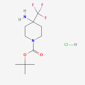 molecular formula C11H20ClF3N2O2 B2514136 tert-butyl 4-aMino-4-(trifluoroMethyl)piperidine-1-carboxylate hydrochloride CAS No. 1402047-77-1