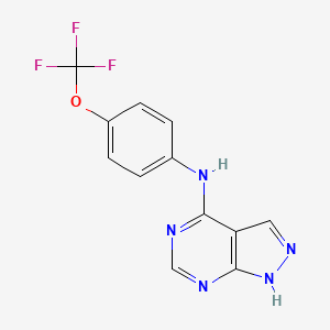 molecular formula C12H8F3N5O B2514138 N-[4-(trifluoromethoxy)phenyl]-1H-pyrazolo[3,4-d]pyrimidin-4-amine CAS No. 736168-35-7