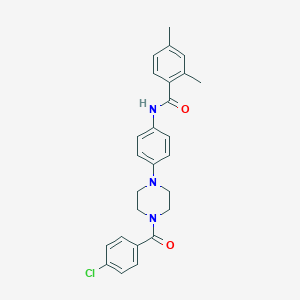 molecular formula C26H26ClN3O2 B251414 N-{4-[4-(4-chlorobenzoyl)-1-piperazinyl]phenyl}-2,4-dimethylbenzamide 