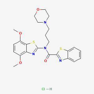 molecular formula C24H27ClN4O4S2 B2514140 N-(4,7-dimethoxybenzo[d]thiazol-2-yl)-N-(3-morpholinopropyl)benzo[d]thiazole-2-carboxamide hydrochloride CAS No. 1216678-85-1