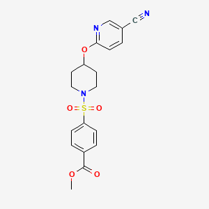 molecular formula C19H19N3O5S B2514150 Methyl 4-((4-((5-cyanopyridin-2-yl)oxy)piperidin-1-yl)sulfonyl)benzoate CAS No. 1428353-09-6