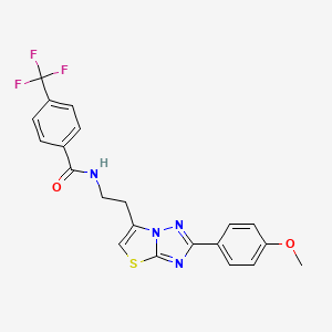 molecular formula C21H17F3N4O2S B2514156 N-(2-(2-(4-methoxyphenyl)thiazolo[3,2-b][1,2,4]triazol-6-yl)ethyl)-4-(trifluoromethyl)benzamide CAS No. 878062-80-7