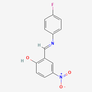 molecular formula C13H9FN2O3 B2514160 2-{[(4-Fluorophenyl)imino]methyl}-4-nitrophenol CAS No. 316131-10-9