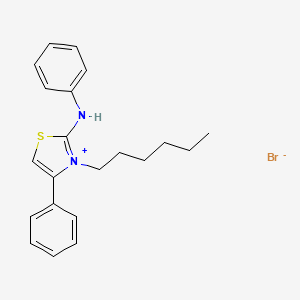 molecular formula C21H25BrN2S B2514176 N-(3-hexyl-4-phenyl-1,3-thiazol-2(3H)-ylidene)benzenaminium bromide CAS No. 291536-79-3