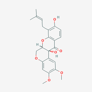 molecular formula C23H24O7 B2514185 (6Ar,12aR)-9,12a-dihydroxy-2,3-dimethoxy-8-(3-methylbut-2-enyl)-6,6a-dihydrochromeno[3,4-b]chromen-12-one CAS No. 82784-44-9