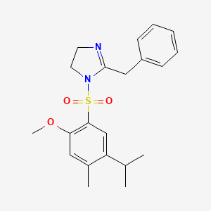 molecular formula C21H26N2O3S B2514186 2-benzyl-1-[2-methoxy-4-methyl-5-(propan-2-yl)benzenesulfonyl]-4,5-dihydro-1H-imidazole CAS No. 873580-07-5