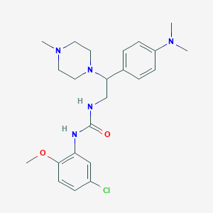 molecular formula C23H32ClN5O2 B2514187 1-(5-Chloro-2-methoxyphenyl)-3-(2-(4-(dimethylamino)phenyl)-2-(4-methylpiperazin-1-yl)ethyl)urea CAS No. 1171464-38-2