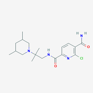 molecular formula C18H27ClN4O2 B2514202 6-chloro-N2-[2-(3,5-dimethylpiperidin-1-yl)-2-methylpropyl]pyridine-2,5-dicarboxamide CAS No. 1808501-01-0