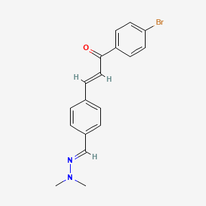 molecular formula C18H17BrN2O B2514203 (E)-1-(4-bromophenyl)-3-(4-((E)-(2,2-dimethylhydrazono)methyl)phenyl)prop-2-en-1-one CAS No. 1321699-80-2