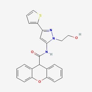 molecular formula C23H19N3O3S B2514206 N-(1-(2-hydroxyethyl)-3-(thiophen-2-yl)-1H-pyrazol-5-yl)-9H-xanthene-9-carboxamide CAS No. 1226427-80-0