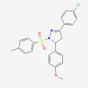 molecular formula C23H21ClN2O3S B2514213 3-(4-chlorophenyl)-5-(4-methoxyphenyl)-1-tosyl-4,5-dihydro-1H-pyrazole CAS No. 295347-15-8