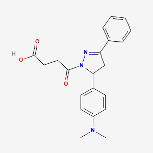 molecular formula C21H23N3O3 B2514221 4-(5-(4-(dimethylamino)phenyl)-3-phenyl-4,5-dihydro-1H-pyrazol-1-yl)-4-oxobutanoic acid CAS No. 394225-50-4