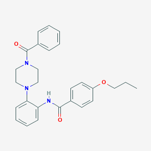 molecular formula C27H29N3O3 B251423 N-[2-(4-benzoyl-1-piperazinyl)phenyl]-4-propoxybenzamide 
