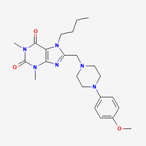 molecular formula C23H32N6O3 B2514254 7-butyl-8-{[4-(4-methoxyphenyl)piperazin-1-yl]methyl}-1,3-dimethyl-3,7-dihydro-1H-purine-2,6-dione CAS No. 851937-69-4