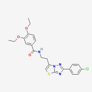 molecular formula C23H23ClN4O3S B2514261 N-(2-(2-(4-chlorophenyl)thiazolo[3,2-b][1,2,4]triazol-6-yl)ethyl)-3,4-diethoxybenzamide CAS No. 894020-08-7