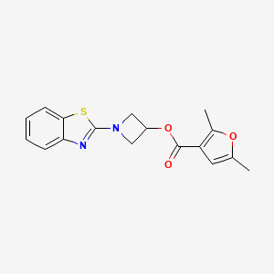 molecular formula C17H16N2O3S B2514262 1-(苯并[d]噻唑-2-基)氮杂环丁-3-基 2,5-二甲基呋喃-3-羧酸酯 CAS No. 1396765-80-2