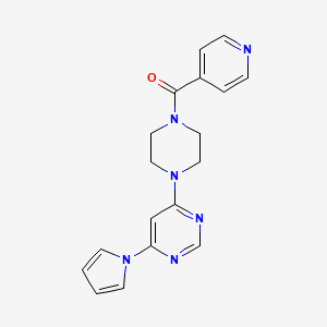 molecular formula C18H18N6O B2514265 (4-(6-(1H-pyrrol-1-yl)pyrimidin-4-yl)piperazin-1-yl)(pyridin-4-yl)methanone CAS No. 1396624-75-1