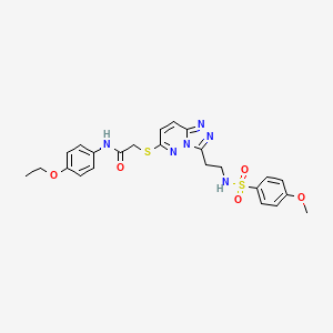 molecular formula C24H26N6O5S2 B2514275 N-(4-Ethoxyphenyl)-2-({3-[2-(4-methoxybenzenesulfonamido)ethyl]-[1,2,4]triazolo[4,3-B]pyridazin-6-YL}sulfanyl)acetamide CAS No. 873001-86-6