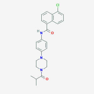 molecular formula C25H26ClN3O2 B251428 5-chloro-N-[4-(4-isobutyryl-1-piperazinyl)phenyl]-1-naphthamide 
