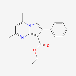 molecular formula C18H18N2O2 B2514295 Ethyl 2,4-dimethyl-7-phenylpyrrolo[1,2-a]pyrimidine-8-carboxylate CAS No. 338419-86-6