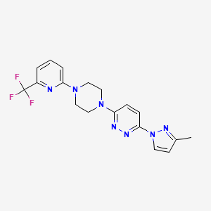 molecular formula C18H18F3N7 B2514308 3-(3-Methylpyrazol-1-yl)-6-[4-[6-(trifluoromethyl)pyridin-2-yl]piperazin-1-yl]pyridazine CAS No. 2415502-41-7