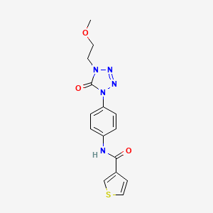 molecular formula C15H15N5O3S B2514314 N-(4-(4-(2-methoxyethyl)-5-oxo-4,5-dihydro-1H-tetrazol-1-yl)phenyl)thiophene-3-carboxamide CAS No. 1396864-44-0