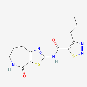 molecular formula C13H15N5O2S2 B2514316 N-(4-oxo-5,6,7,8-tetrahydro-4H-thiazolo[5,4-c]azepin-2-yl)-4-propyl-1,2,3-thiadiazole-5-carboxamide CAS No. 1797027-42-9