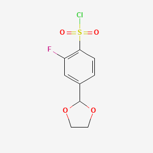 molecular formula C9H8ClFO4S B2514321 4-(1,3-Dioxolan-2-yl)-2-fluorobenzenesulfonyl chloride CAS No. 2260937-36-6