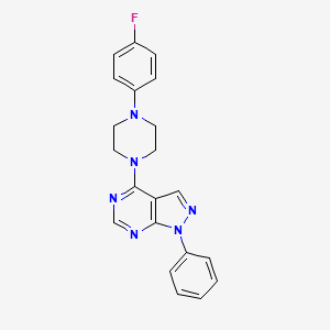 molecular formula C21H19FN6 B2514326 4-(4-(4-氟苯基)哌嗪-1-基)-1-苯基-1H-吡唑并[3,4-d]嘧啶 CAS No. 393845-82-4