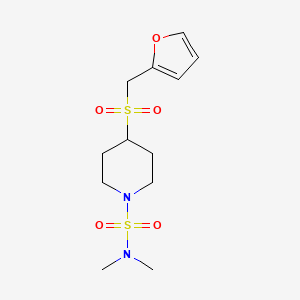 molecular formula C12H20N2O5S2 B2514327 4-((furan-2-ylmethyl)sulfonyl)-N,N-dimethylpiperidine-1-sulfonamide CAS No. 1448072-62-5