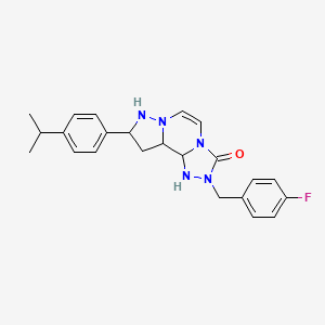 molecular formula C23H20FN5O B2514328 4-[(4-氟苯基)甲基]-11-[4-(丙烷-2-基)苯基]-3,4,6,9,10-五氮三环[7.3.0.0^{2,6}]十二烷-1(12),2,7,10-四烯-5-酮 CAS No. 1326876-40-7