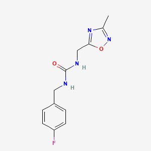 molecular formula C12H13FN4O2 B2514336 1-(4-Fluorobenzyl)-3-((3-methyl-1,2,4-oxadiazol-5-yl)methyl)urea CAS No. 1235083-51-8