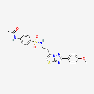 molecular formula C21H21N5O4S2 B2514356 N-(4-(N-(2-(2-(4-methoxyphenyl)thiazolo[3,2-b][1,2,4]triazol-6-yl)ethyl)sulfamoyl)phenyl)acetamide CAS No. 895424-26-7
