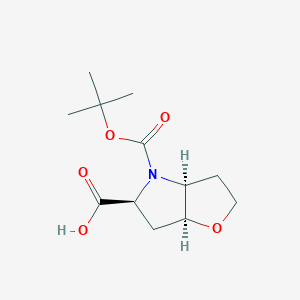 molecular formula C12H19NO5 B2514372 (3As,5S,6aS)-4-[(2-methylpropan-2-yl)oxycarbonyl]-2,3,3a,5,6,6a-hexahydrofuro[3,2-b]pyrrole-5-carboxylic acid CAS No. 2187426-29-3