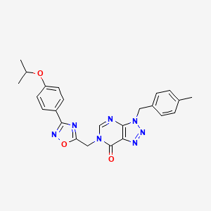 molecular formula C24H23N7O3 B2514375 6-((3-(4-isopropoxyphenyl)-1,2,4-oxadiazol-5-yl)methyl)-3-(4-methylbenzyl)-3H-[1,2,3]triazolo[4,5-d]pyrimidin-7(6H)-one CAS No. 1207014-32-1