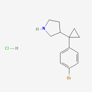molecular formula C13H17BrClN B2514381 3-[1-(4-Bromophenyl)cyclopropyl]pyrrolidine;hydrochloride CAS No. 2490401-52-8