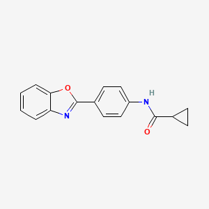 molecular formula C17H14N2O2 B2514386 N-[4-(1,3-benzoxazol-2-yl)phenyl]cyclopropanecarboxamide CAS No. 477503-73-4