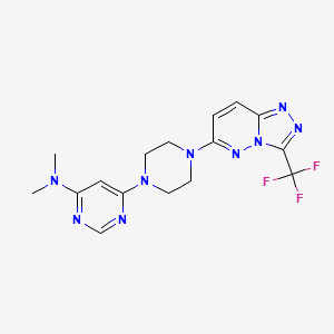molecular formula C16H18F3N9 B2514393 N,N-dimethyl-6-{4-[3-(trifluoromethyl)-[1,2,4]triazolo[4,3-b]pyridazin-6-yl]piperazin-1-yl}pyrimidin-4-amine CAS No. 2415487-97-5